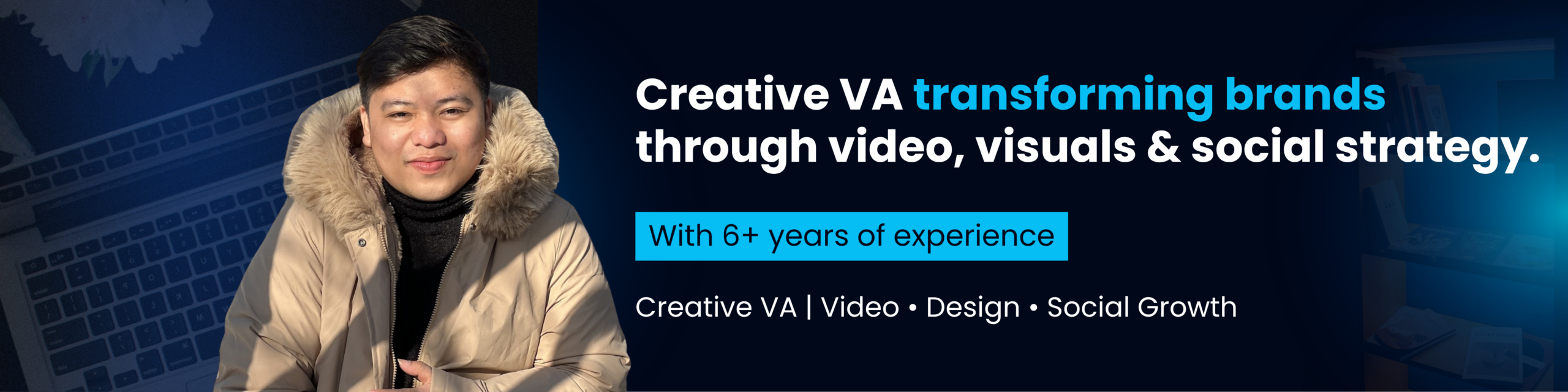 Marvin Reh Pescador — Creative VA transforming brands through video, visuals and social strategy. 6+ years of experience. Creative VA · Video · Design · Social Growth.
